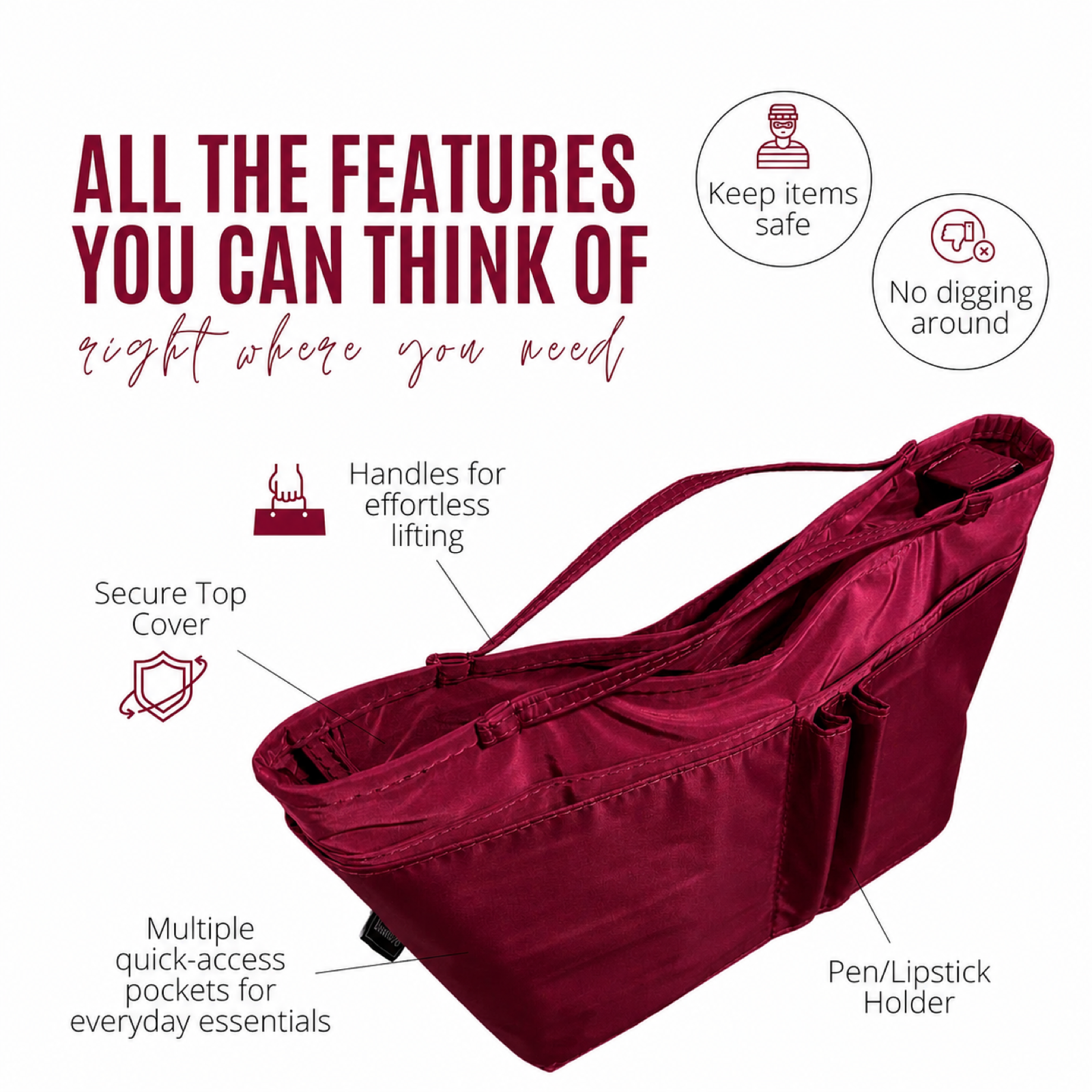 Divitize Curves Tote nylon organizer Scarlet feature image 3#Color_Scarlet