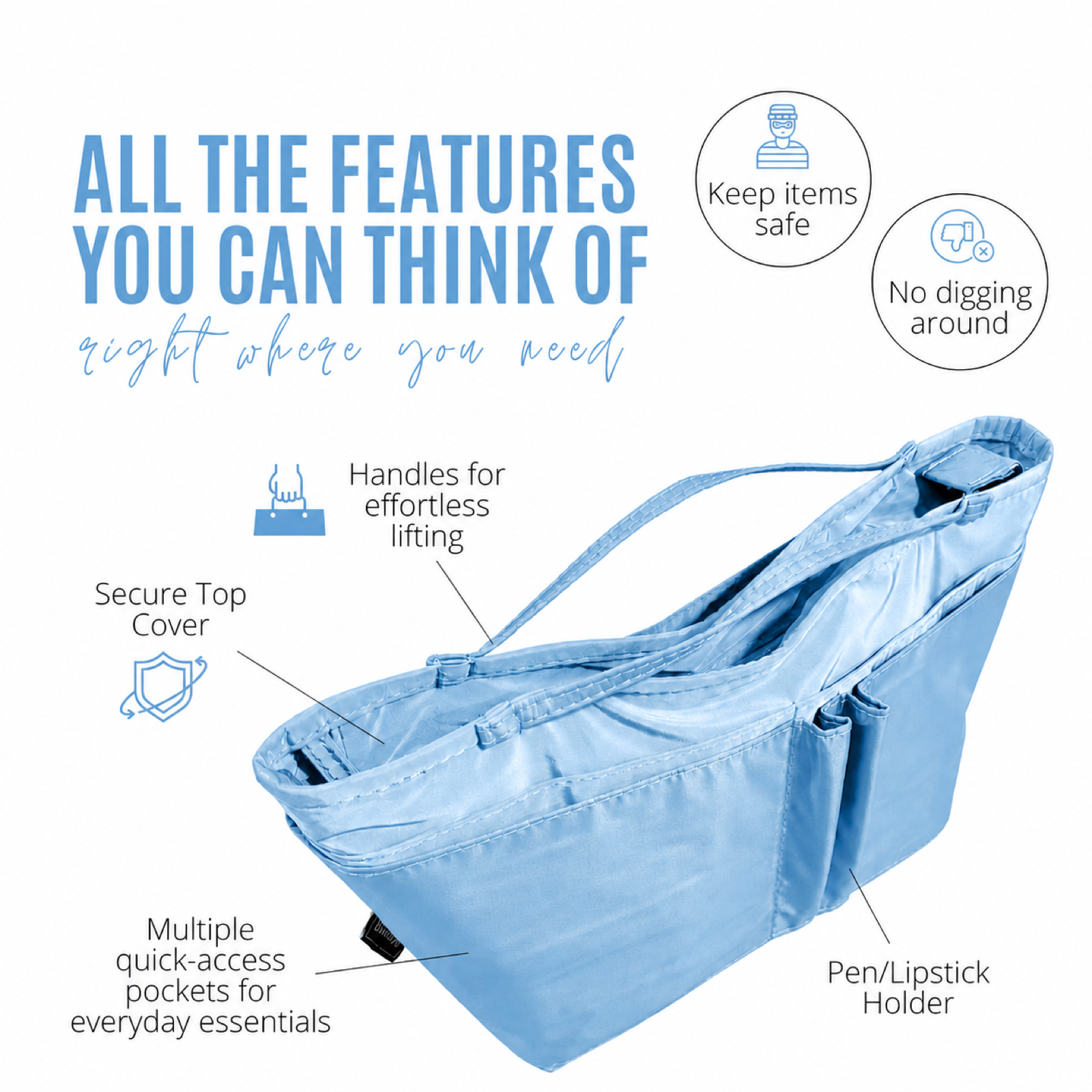 Divitize Curves Tote nylon organizer Sky Blue feature image 3#Color_Sky Blue