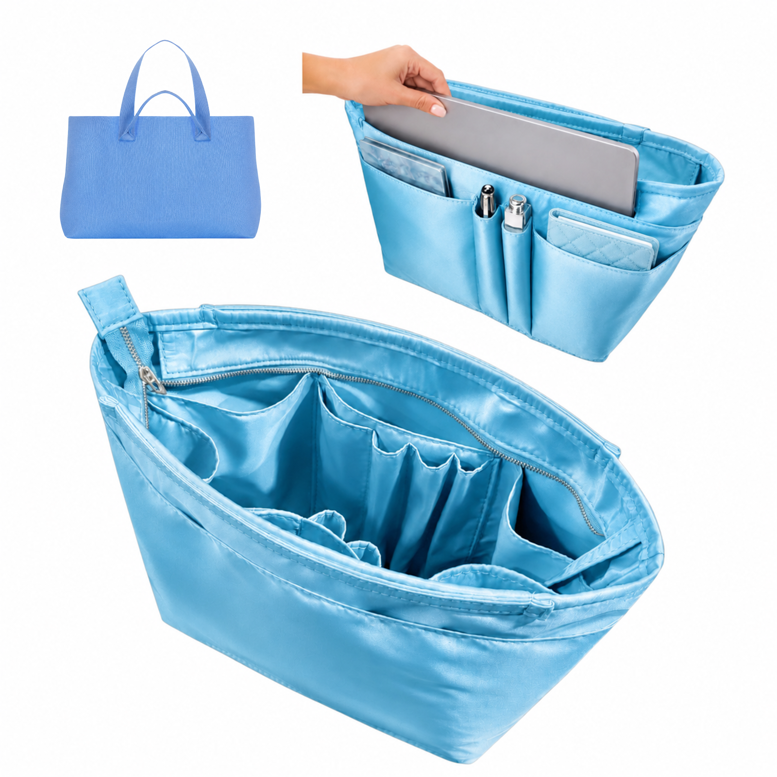 Divitize Curves Tote nylon organizer Sky Blue#Color_Sky Blue