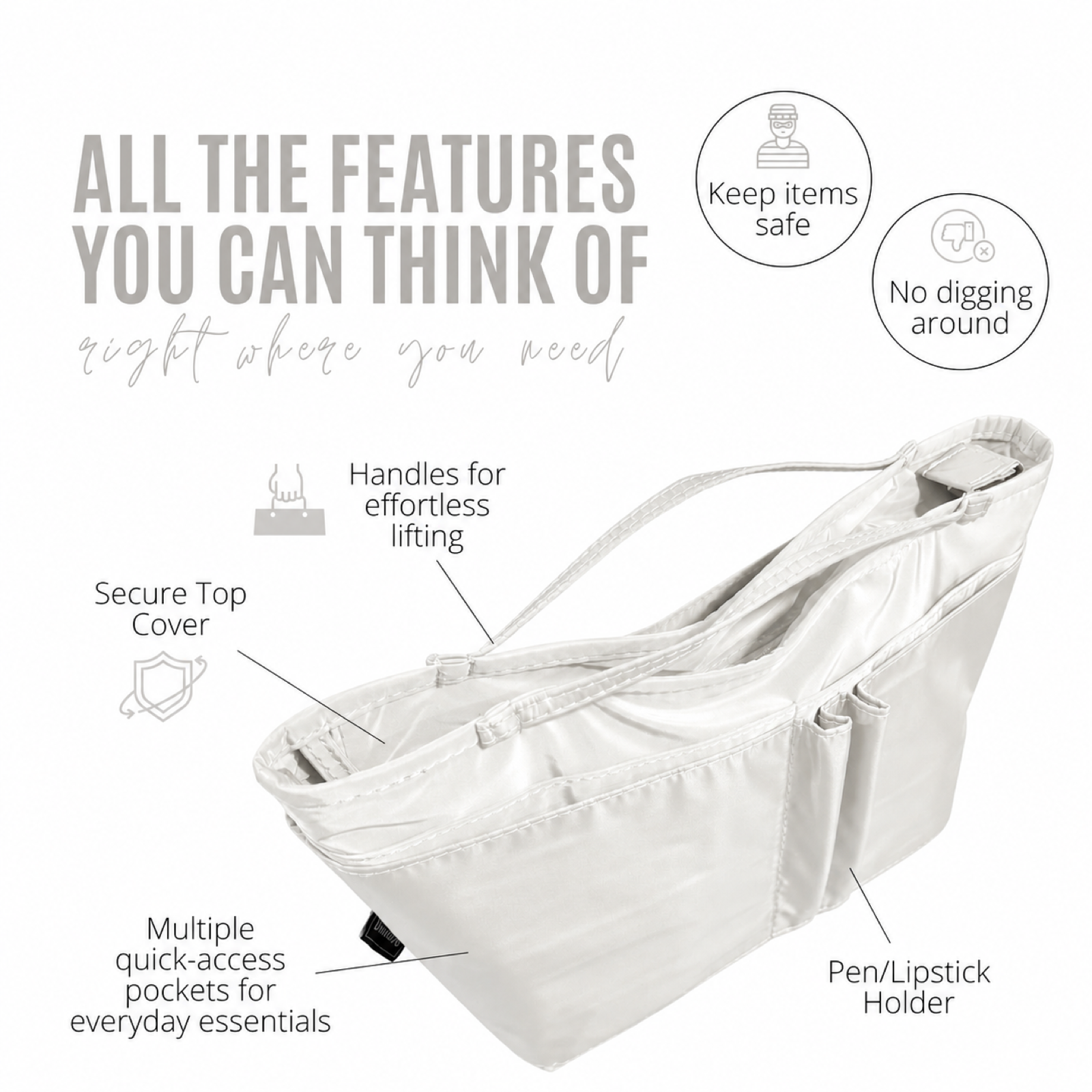 Divitize Curves Tote nylon organizer White feature image 3#Color_White