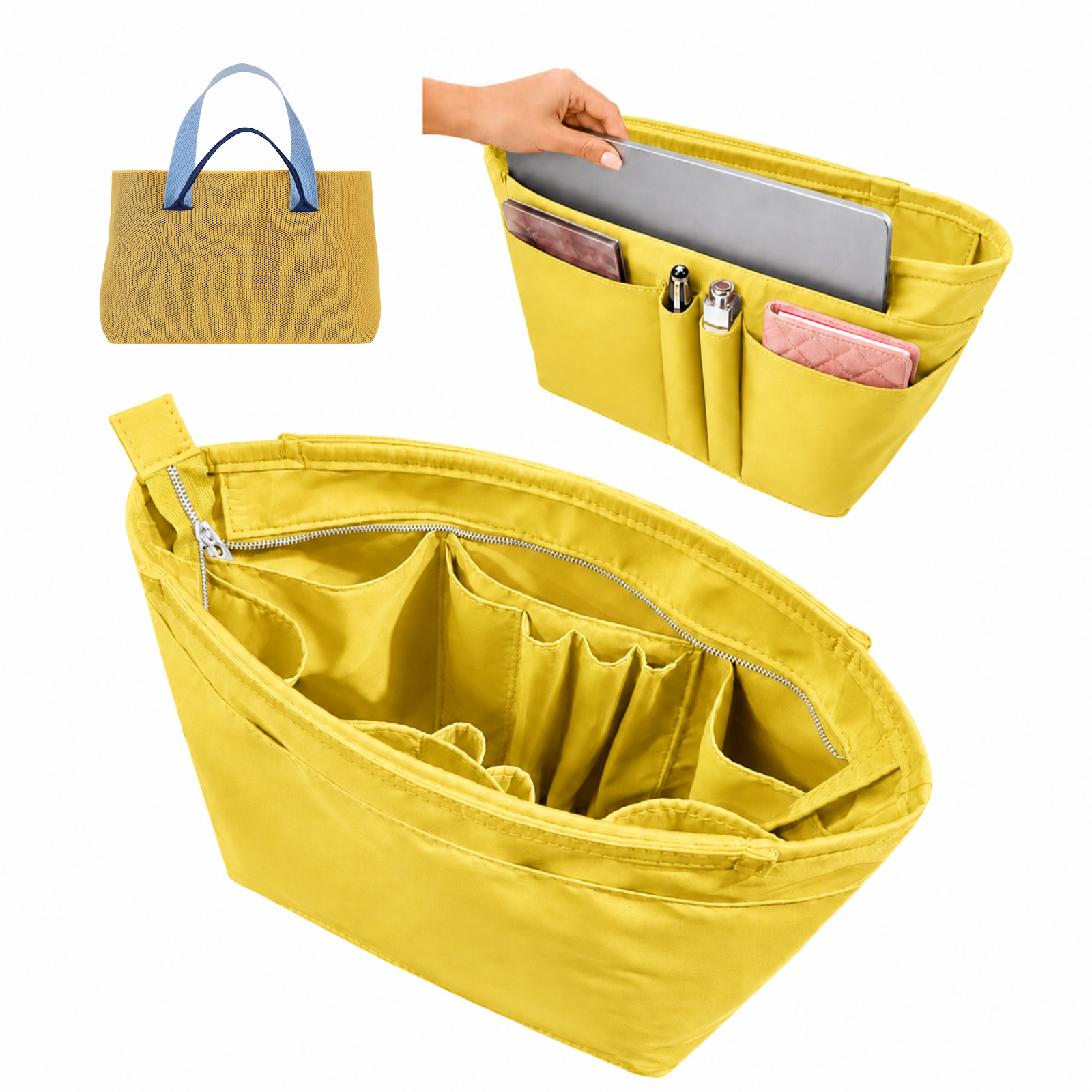 Divitize Curves Tote nylon organizer Yellow#Color_Yellow