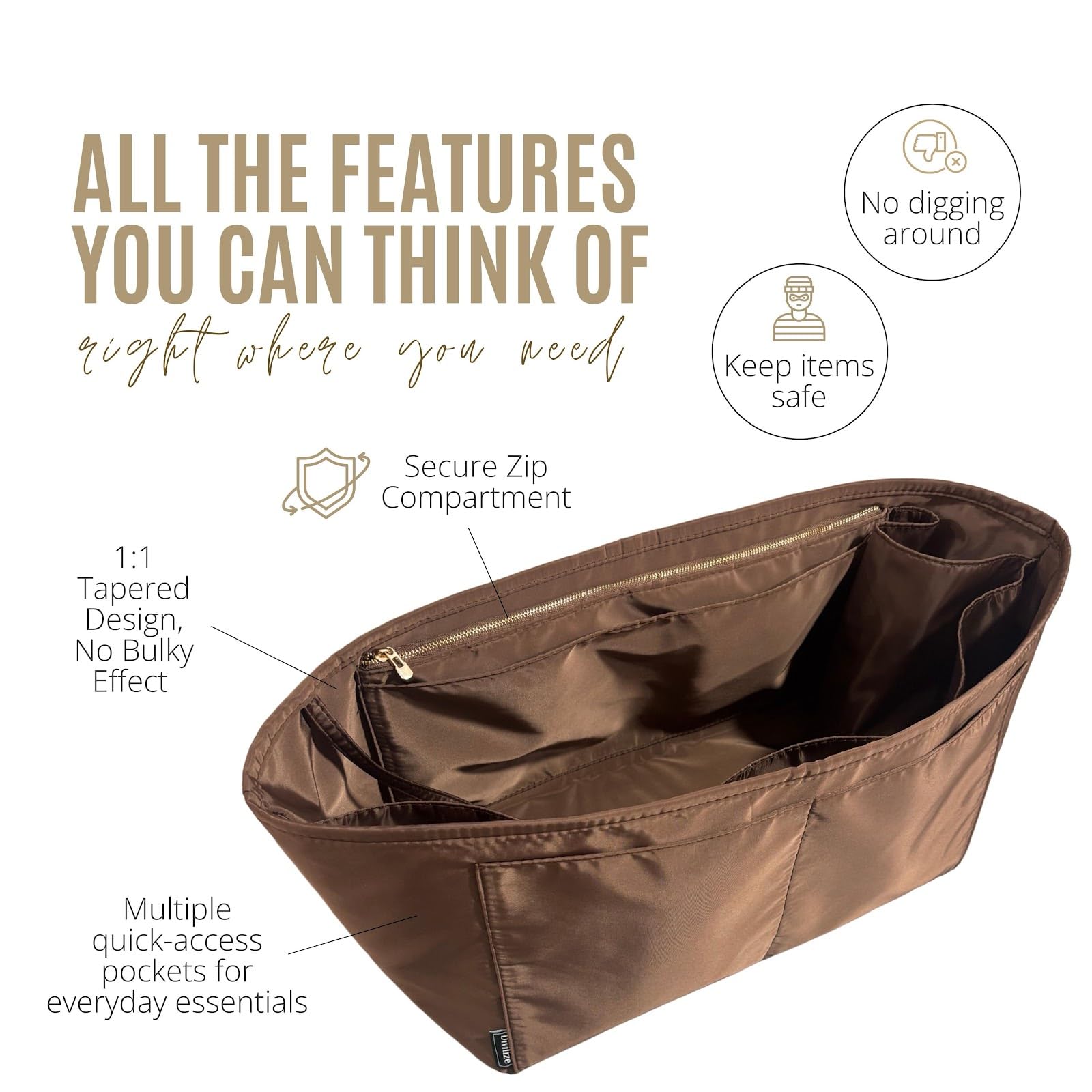 Divitize Luxe Waterproof Nylon Organizer compatible with Triple Jump Small / NS Diagonal Bag