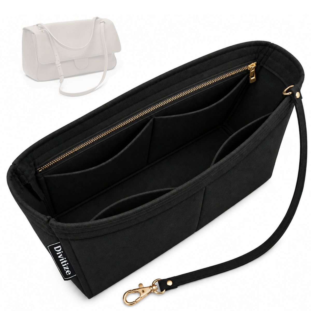 Divitize Maxi Flap felt organizer Black#Color_Black
